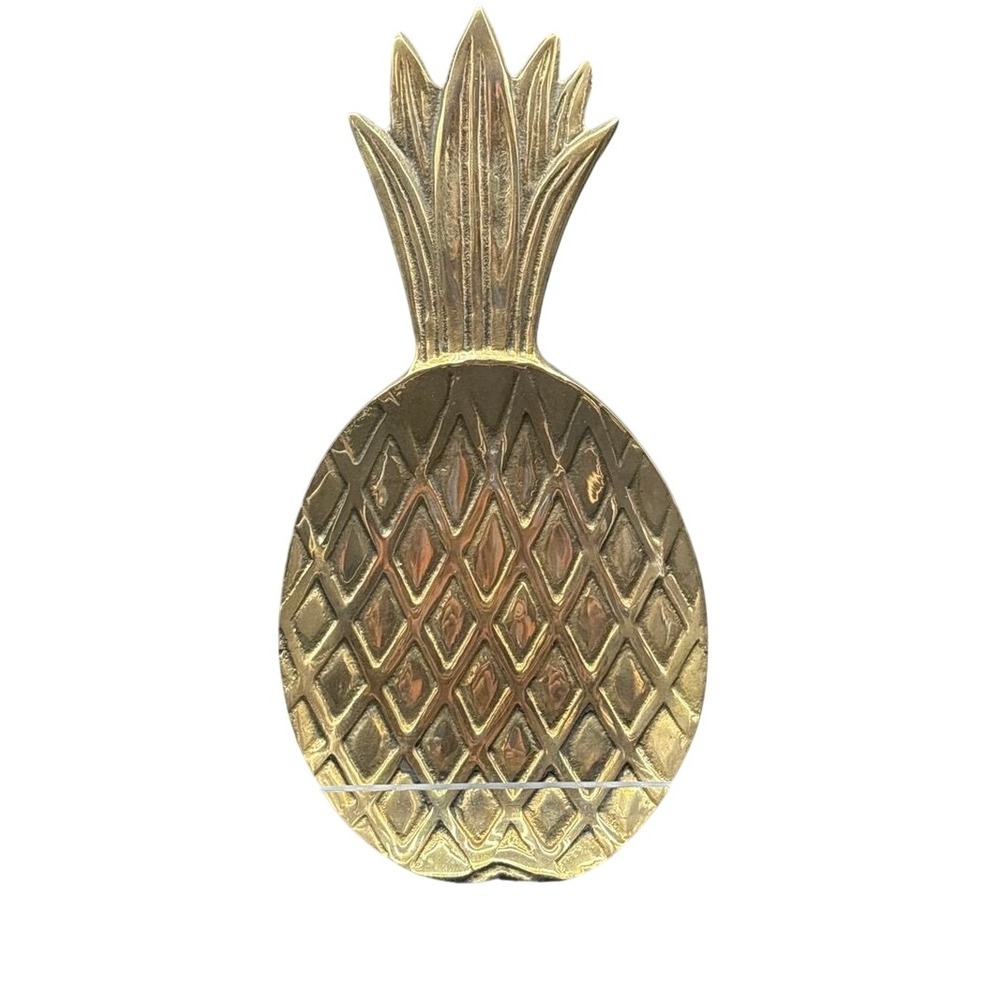 Vintage Solid Brass Pineapple Trinket Dish Gold Tropical Jewelry Valet Tray